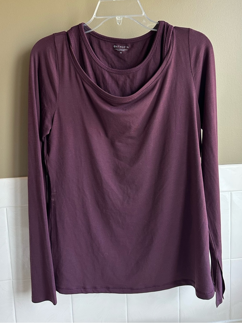 Athleta Double Layered Top with Tank in Plum